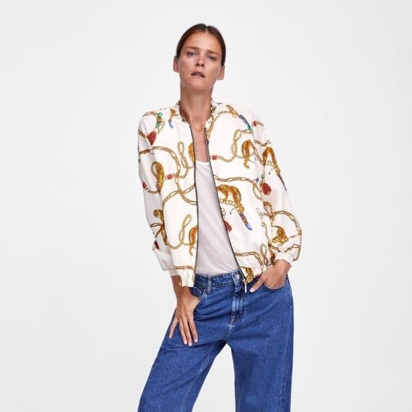 Zara Jackets & Blazers - Zara Women’s Chain print Bomber Jacket tigers l